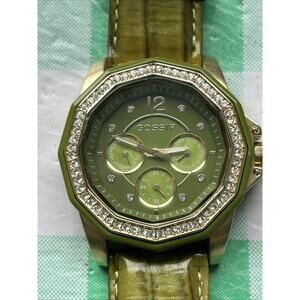Gossip Gold Tone Case Green Dial And Band Women’s Chronograph Quartz Watch